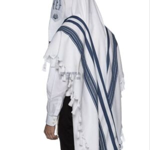 טלית מופת כותנה כחול לבן